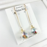 【現品限り】シャボン玉ガラスドームとカラフルストーン【イヤリング・ピアス】