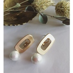  ◻︎とコットンパールの2wayピアス