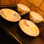 フラワーダリアの中皿 ボールセット ポーセラーツ