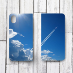 青空と飛行機雲 ver4 帯なし手帳型スマホケース iPhone12 も対応！