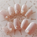 フラワーネイル 上品パール/ネイルチップ/お呼ばれネイル/結婚式/成人式/前撮り/ブライダル ネイル/付け爪/Ｊ160