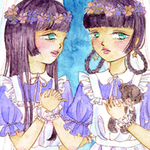 【フレーム入り原画】すみれの少女と一番星