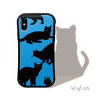iPhone ケース 【 猫 耐衝撃 バンパー 】11 / 11Pro / 11Pro Max / XR / XS Max / XS / X / 8 / 7 ブルー 青 黒