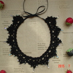 きらめくドロップビーズの黒色レース編みneckaccessory