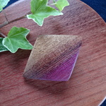 新作-グラデーションカラーの木のシンプルな菱形ポニーフック（パープルハート1）横幅5.5cm