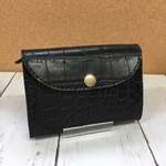 レザーミニ財布＊クロコダイル型押し黒