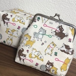 ［注文分］柴犬柄のがま口/キャラメルポーチ 