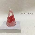 【送料無料】ドライフラワーのリングホルダー   赤桃