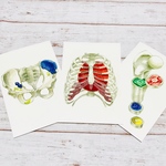 ✴︎3枚セット✴︎ 手描き 鉱物×骨 ポストカード ※海外発送対応