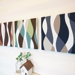 北欧風ウェーブ柄（3色セット）のファブリックパネル　3枚セット