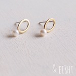 【再販】- Brass - Oval ピアス w/ Pearl