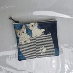 感謝セール品❤️ブルーデニムねこ柄😻 便利ラミネート ミニポーチ