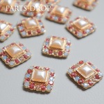 (( 2pcs )) 18mm パールビジュー スクエアカボション〔CA-031PE〕