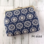 がま口 Mサイズ B6 母子手帳ケース デニム 刺繍 