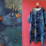 ◆SALE◆北欧　森の動物ワンピース　紺