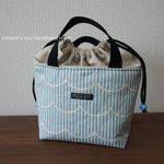 sumomo2jp様専用ページ♡　洗える！保冷お弁当用トートバッグ　北欧風　なみなみ　スカイブルー