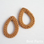2pcs ラタン オーバル ドロップ ブラウン