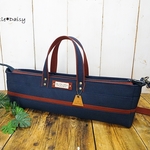 【ko様専用】№1106 倉敷帆布フルートバッグ＊ネイビー×エンジ
