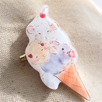 チンチラ3段ソフトクリーム ブローチ  【受注生産】