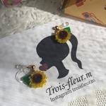  紙で作る 向日葵 イヤリング・ピアス