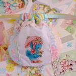 hana*ハンドメイド★レトロアニマルのパッチワークまんまる巾着mini♪青い鳥さん