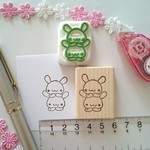 ２匹  うさぎ フェイス 消しゴムはんこ