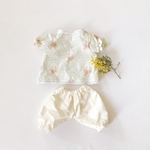 レトロ花柄のチュニックとキナリのパンツ セット