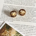 2333 インポート ヴィンテージボタン 23mm×2個 ブラウン フラワー