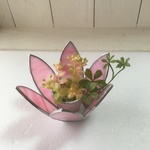 ステンドグラス　ピンクキャンドルホルダー