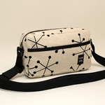 受注製作　綿麻キャンバス　点と線の模様柄プリント生地　　シンプルショルダーバッグ♪　Fm2 Lab.