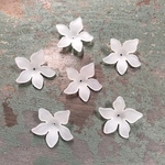 【20個】5枚花びらすりガラス風フラワーアクリルビーズ    ホワイト