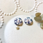 《再販》ミナペルホネンஐ tambourine×リバティ sleeping rose パール付ピアス/イヤリング  ｡:°ஐ
