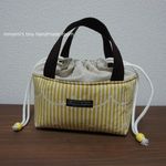 hinamaho様専用ページ♡　洗える！保冷お弁当用バッグ　なみなみストライプイエロー