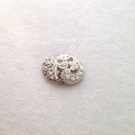 リネンと刺繍のアンティークレースのヘアゴムorブローチ  オーバル型