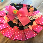 犬・猫の首輪　31～35　cocochanバンダナチョーカー　花・ブラック・ドット・猫