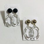 大きめカボション×クリアフープ*ピアス/イヤリング
