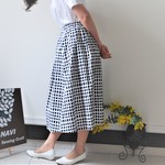 【★セール　送料無料！】手書き風格子のギャザースカート