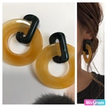 アクリルオレンジ丸型ピアス