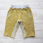 size130☆黄色ヒッコリーマチ付きハーフパンツ