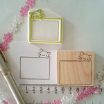 ひょっこり 猫 わく線  消しゴムはんこ