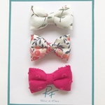 リバティ⑅◡̈*CHECK&STRIPE ぷっくりリボン ♥ヘアピン  キッズ&ベビー  ♥プレゼントにも