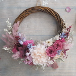 Lune Bonheur＜Framboise chic ＞＊ハーフムーンリース＊プリザーブドフラワー＊お花＊ギフト＊結婚祝い＊新築祝い＊お誕生日祝い＊ウェディング