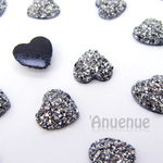 キラキラビジュー ハートカボション12mm 【Heart Metal】 10個
