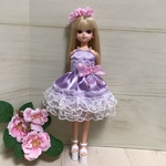 リカちゃんミニドレス 紫×白