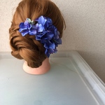 紫陽花 髪飾り ブルーUピン 5本セット  浴衣