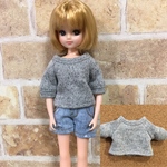 リカちゃん☆ラグラン半袖Tシャツ グレー
