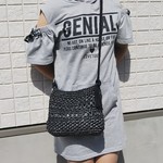 PE サコッシュ M  黒 (2way)★ ポシェット   麻紐バッグ あさひもバッグ 麻ひもバッグ スズランテープ春夏バッグ