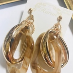 Harun❁﻿ゴールド×マーブルベージュ大ぶりフープピアス❁﻿イヤリング