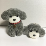 kote様専用　my Dogチャーム付き。毛糸のぽんぽん、おすわりトイプードル&ボールチェーンストラップ（純毛グレー）
