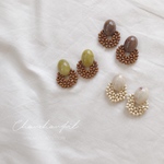 wood circle beads earring